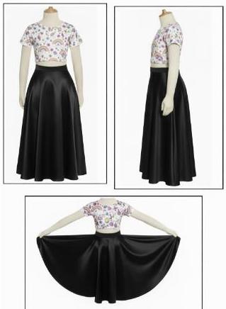 Falda Plato larga Infantil Tela Raso Brillante varios colores