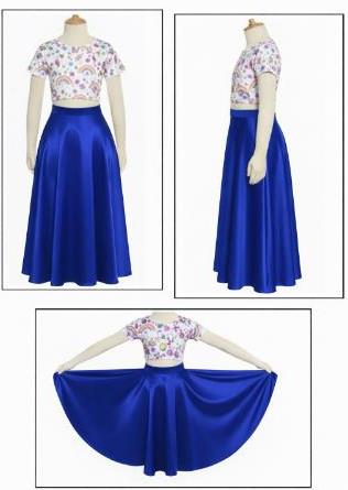 Falda Plato larga Infantil Tela Raso Brillante varios colores