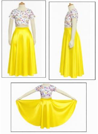 Falda Plato larga Infantil Tela Raso Brillante varios colores