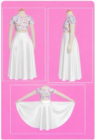 Falda Plato larga Infantil Tela Raso Brillante varios colores