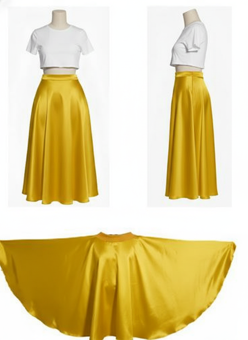 Falda Plato larga Adulta en Tela Raso