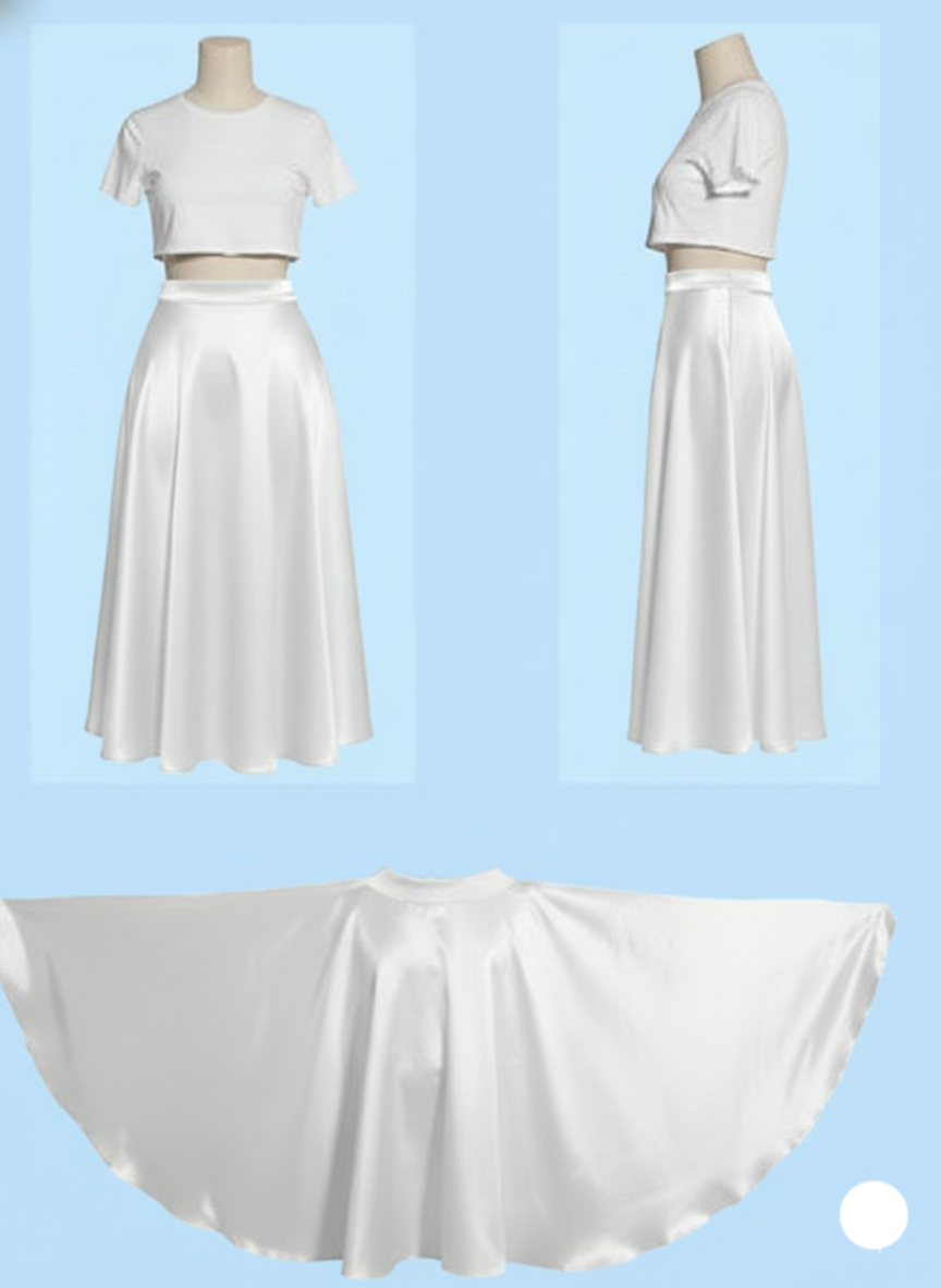 Falda Plato larga Adulta en Tela Raso