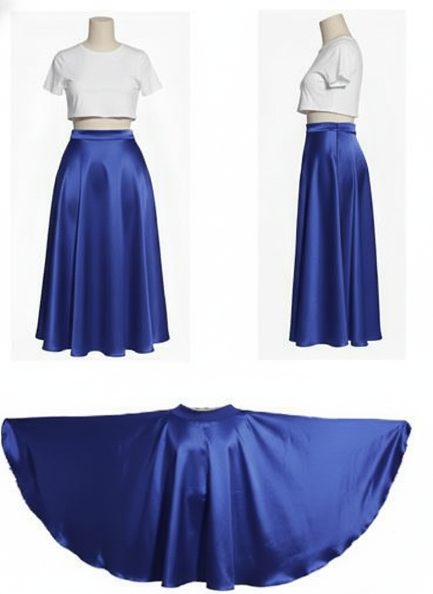 Falda Plato larga Adulta en Tela Raso - S / Azul